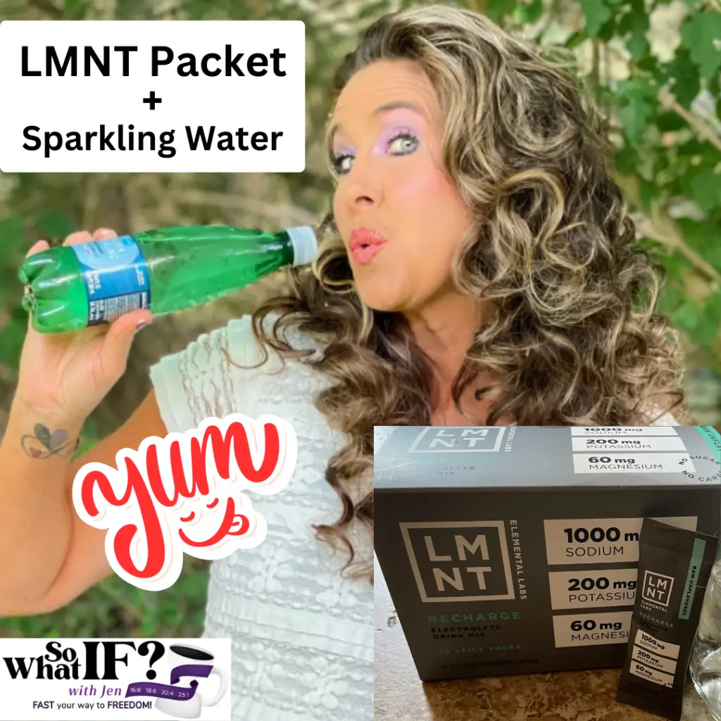 I love LMNT Electrolyte packets mixed with plain sparkling mineral water.