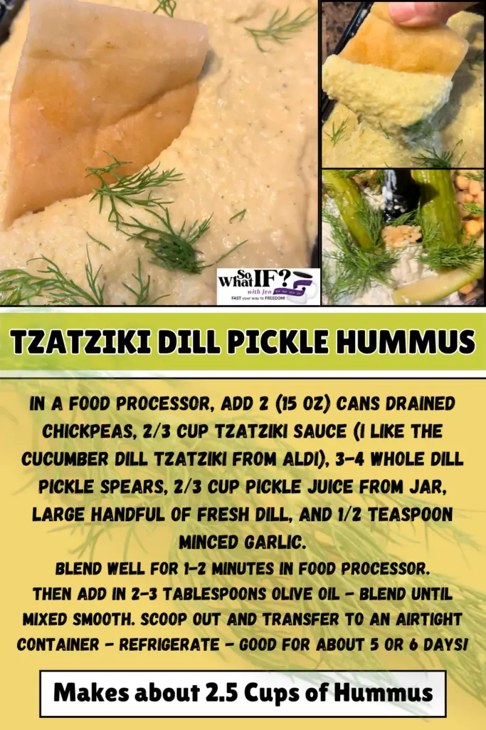 Tzatziki Dill Pickle Hummus - So What IF? with jen