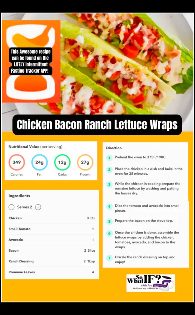 Intermittent Fasting Recipe - Chicken Bacon Ranch Lettuce Wraps